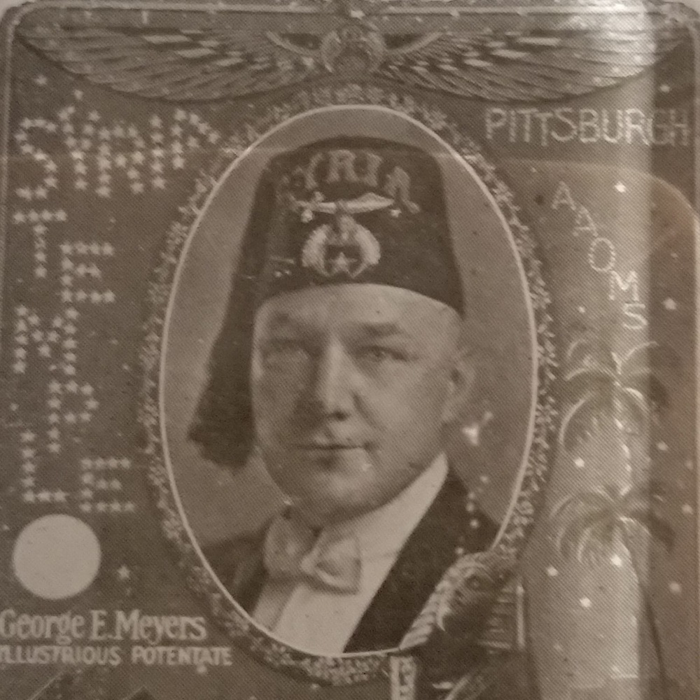 Antique Clear Glass Photo Paperweight Syria Temple Shriners Fraternal